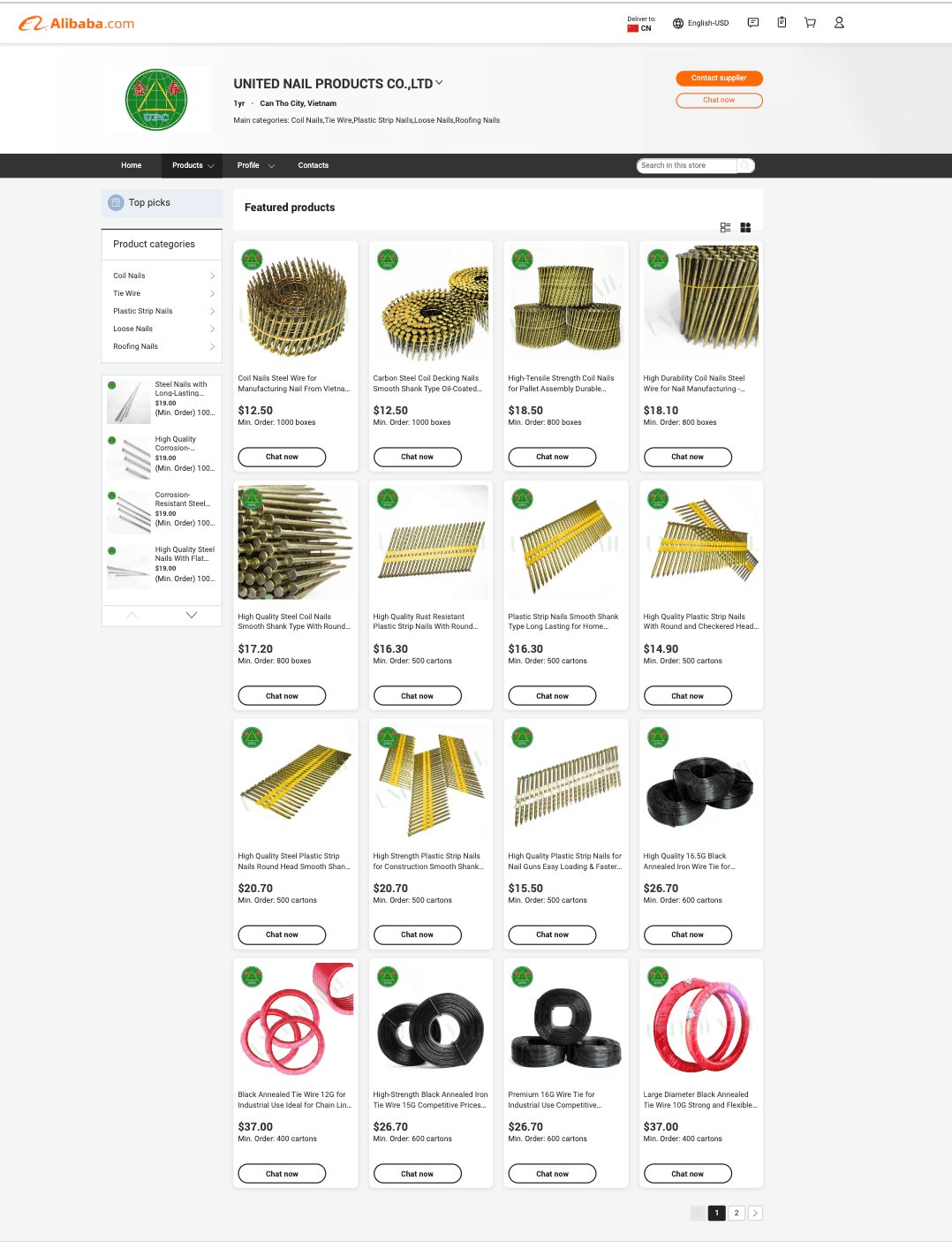 Alibaba platform makes it easy to choose products, view specific parameters and product variety.