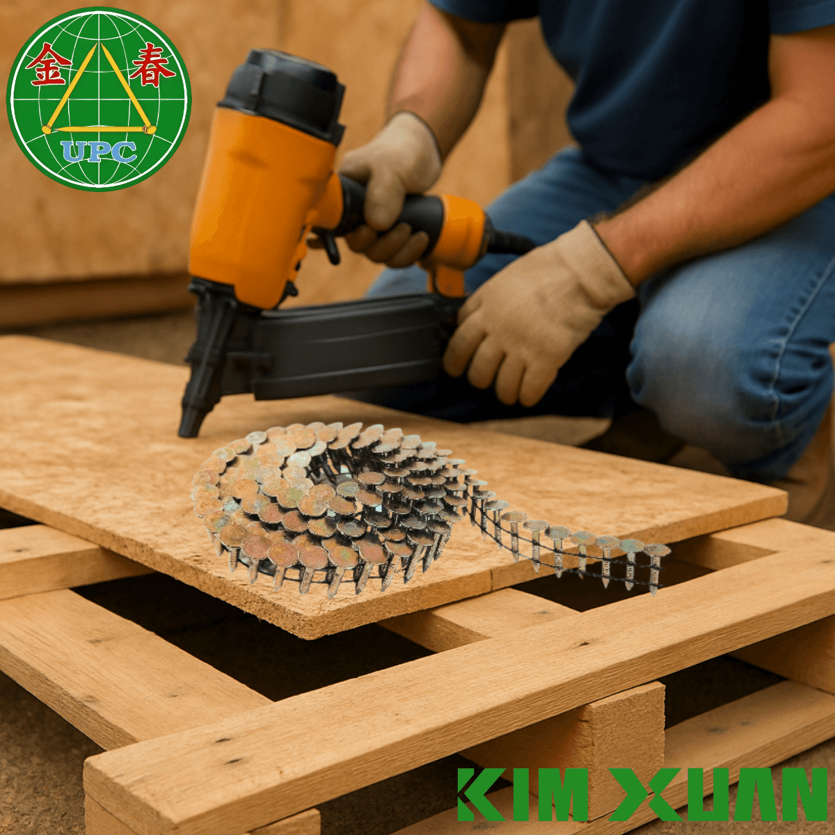 ứng dụng của đinh cuộn mũ to Kim Xuân - đóng pallet