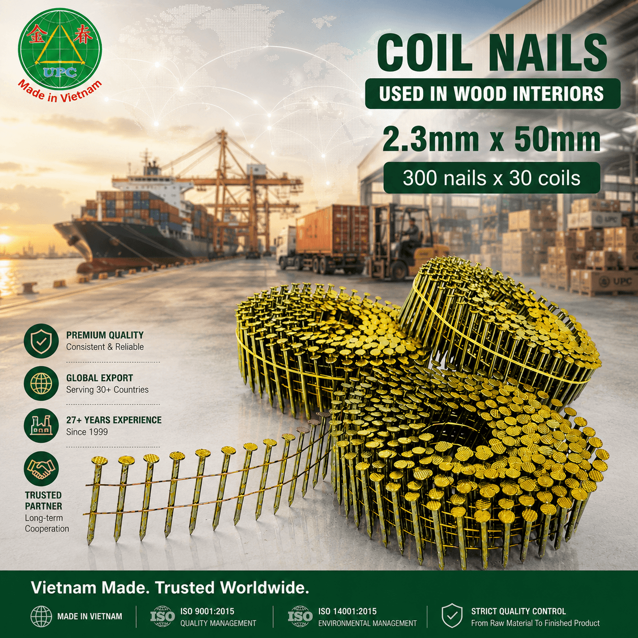 2.3mm x 50mm Coil nails